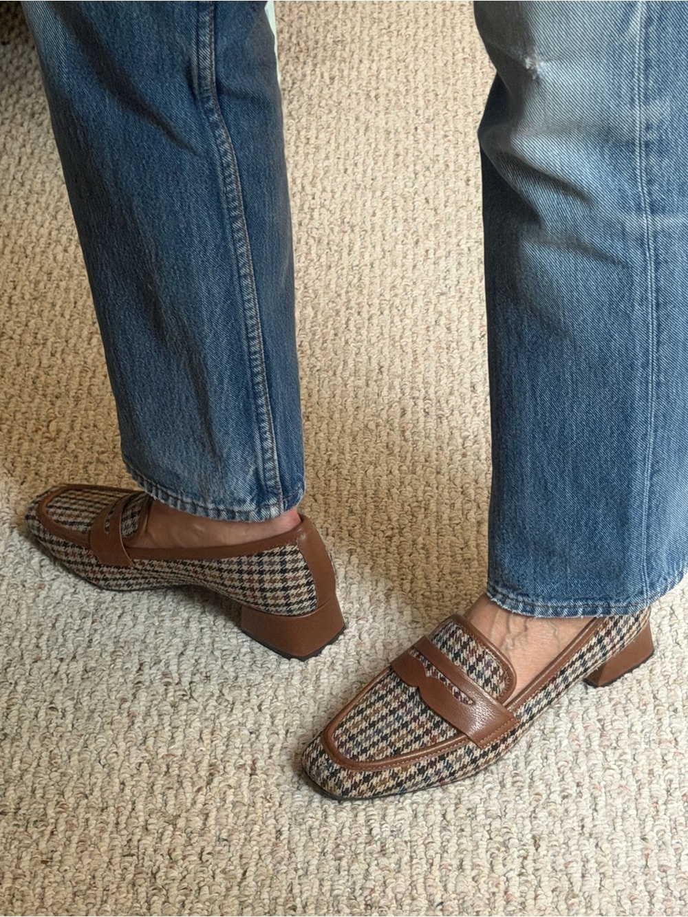 Donald J. Pliner Brown Leather & Tweed Loafers